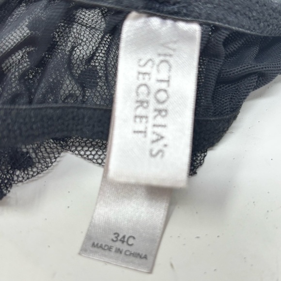 VICTORIA’S SECRET Women’s Black Pink Mesh Lace Teddy Bustier Underwire Size 34C - Picture 8 of 11